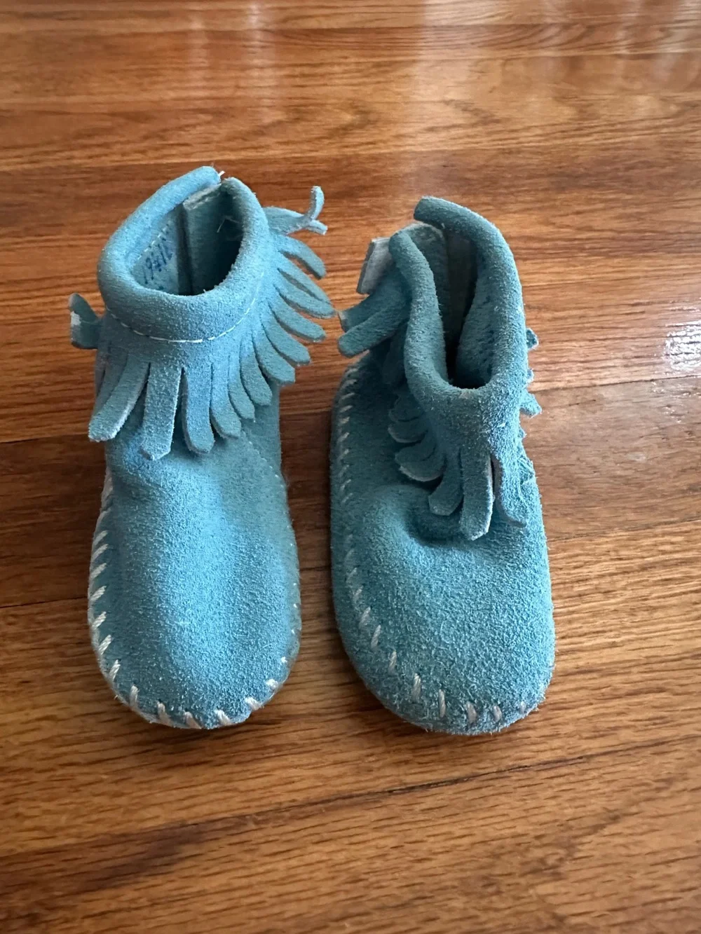 Minnetonka Riley Bootie Turquoise Infant Moccasins Suede Size 3